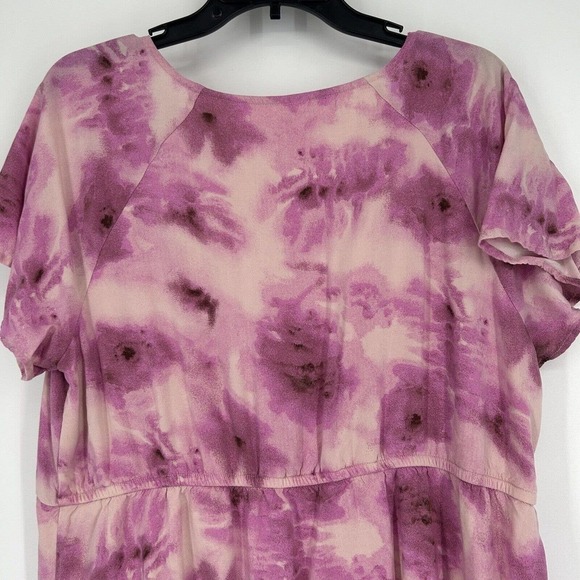 Abound Nordstrom Leland Tie Front Cutout Pink Skater Dress Short Sleeve Size 1X - Picture 8 of 10